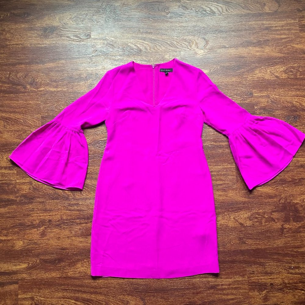 Banana Republic long sleeved purple dress with flirty bell sleeves